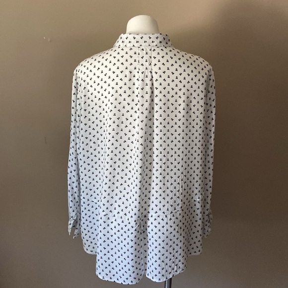 Per se White And Black Arrow Plus Size 1X Long Sleeve Buttoned Down Shirt Blouse - Picture 5 of 8